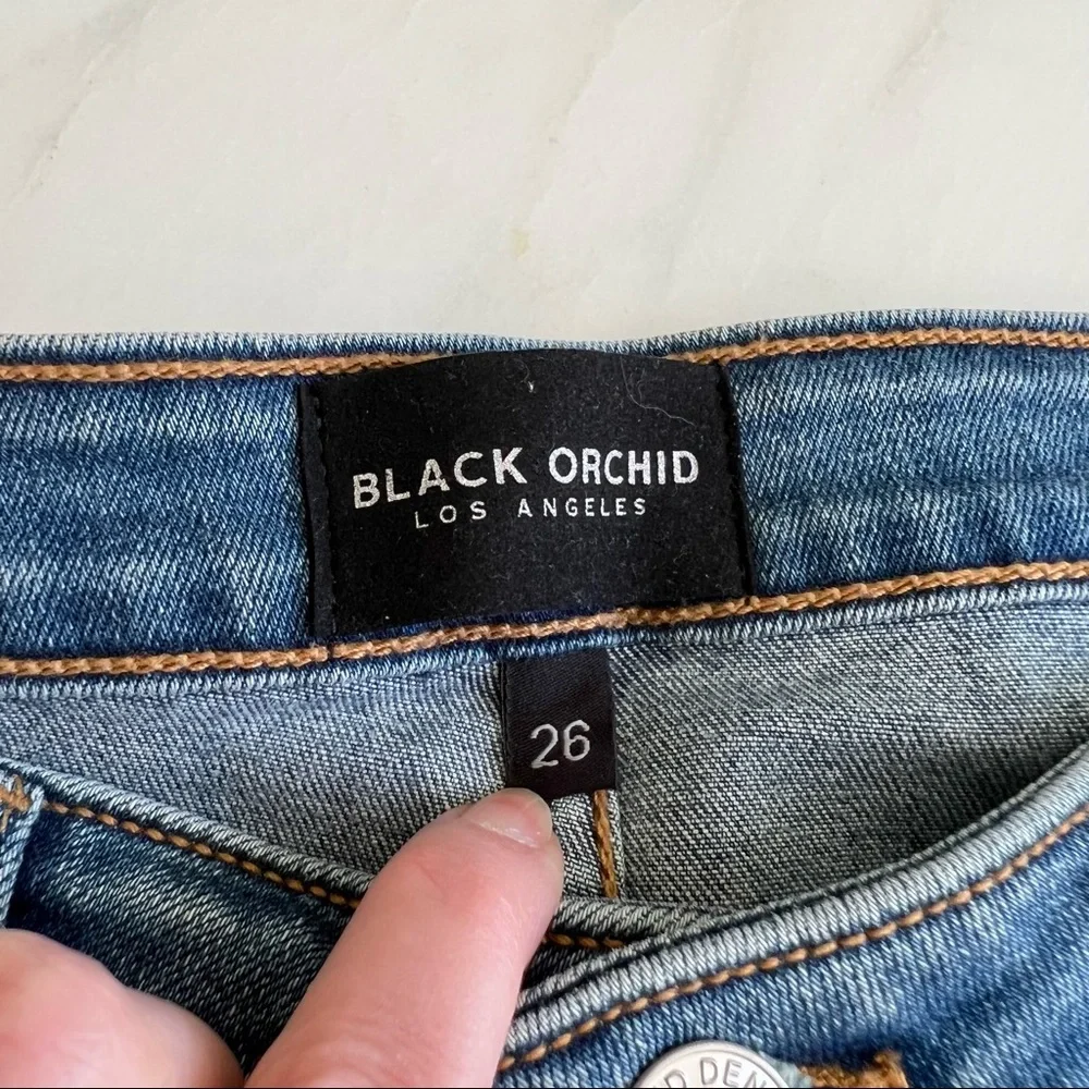 Black Orchid Jude Zipper Detail Skinny Jean Indigo Sz 26 - Picture 4 of 13